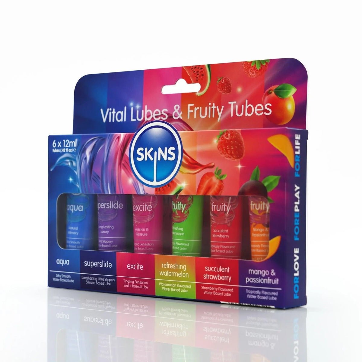 Skins Vital and Fruity Lubes Sampler Tubes (6 x 12ml)