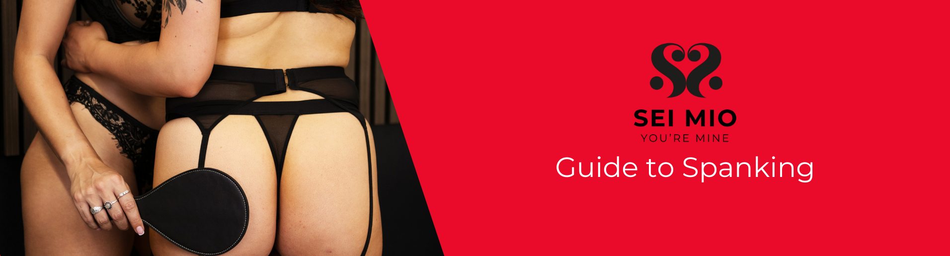 Guide to spanking. One woman in lingerie spanking another.