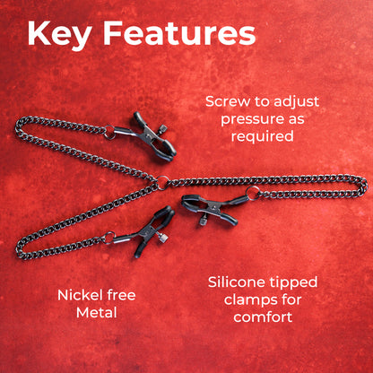 Triple Tease - Adjustable Nipple Clamps and Clit Clamp