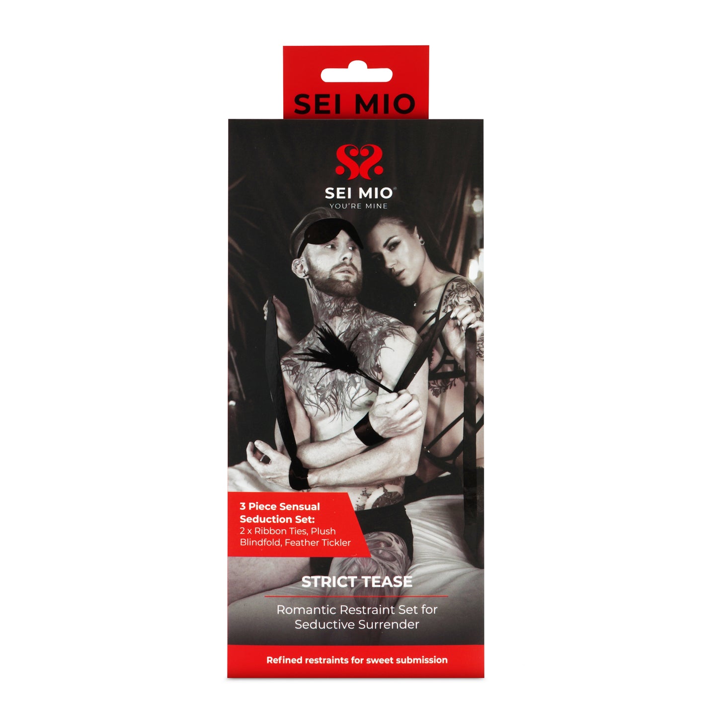 Strict Tease - Ribbon Ties, Blindfold and Tickler Kit