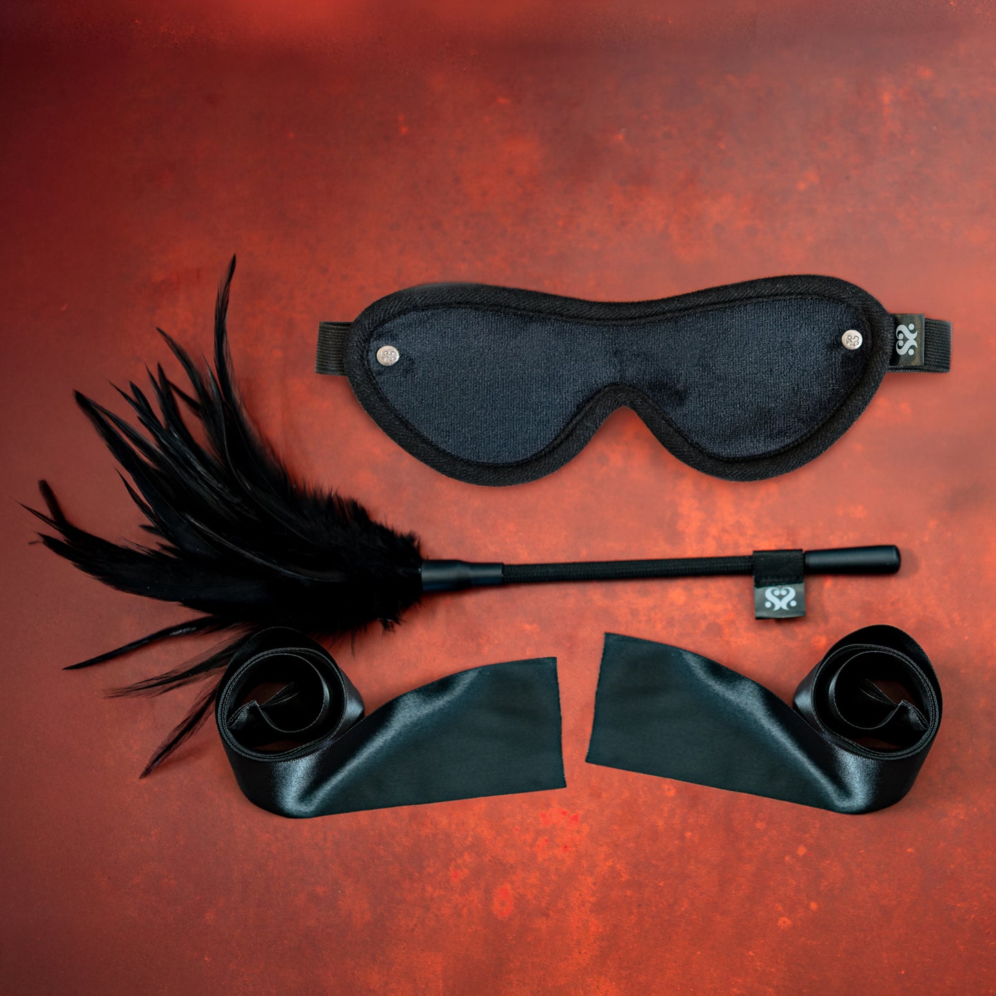 Strict Tease - Ribbon Ties, Blindfold and Tickler Kit