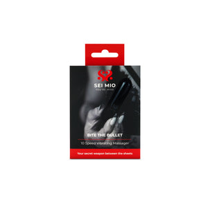 Sei Mio 'Bite the Bullet' 10 Speed Vibrating Massager packaging on a white background