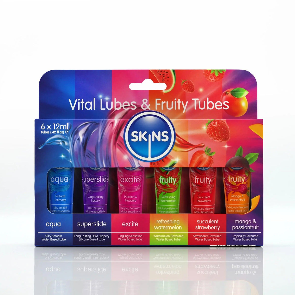 Skins Vital and Fruity Lubes Sampler Tubes (6 x 12ml)